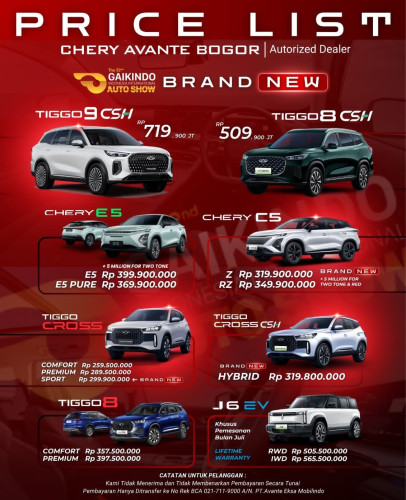 Pricelist Harga Chery cikarangselatan 2025